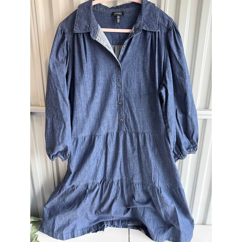 Jones New York Denim Jean Puff Sleeve Dress xl EUC - Picture 6 of 6
